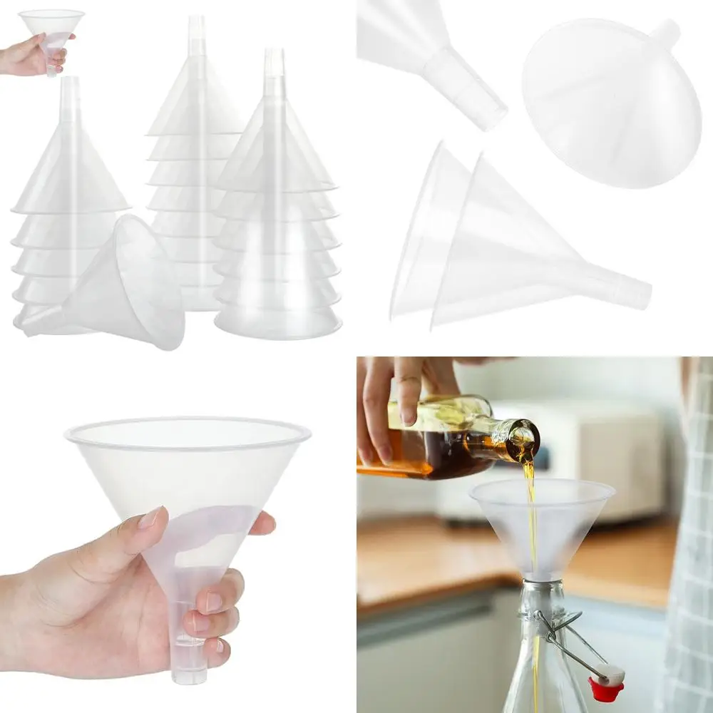 

20 pcs plastic funnels set, 4.7 inch wide mouth clear plastic funnels for filling bottles, multipurpose large funnel with long