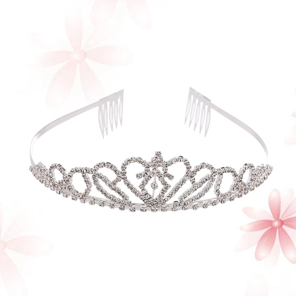 

Shiny Bridal Crown Tiara Heart Wedding Accessories Women Fashion Rhinestone Durable Engagement Pageant Parties Hair Styling Tool