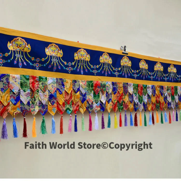 500CM long Buddhism TOP Decorative Art Buddhist HOME Temple Embroidery wall Hanging Altar Enclosing curtain draperies streamers