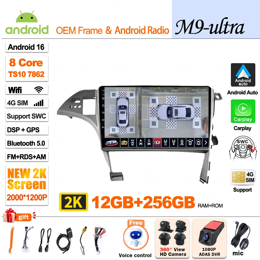 Android 16 Voor Toyota Prius 3 XW30 2009 - 2015 Stereo Head Unit Multimedia Video Player GPS Navigatie Bluetooth 8 Core Wifi 5G