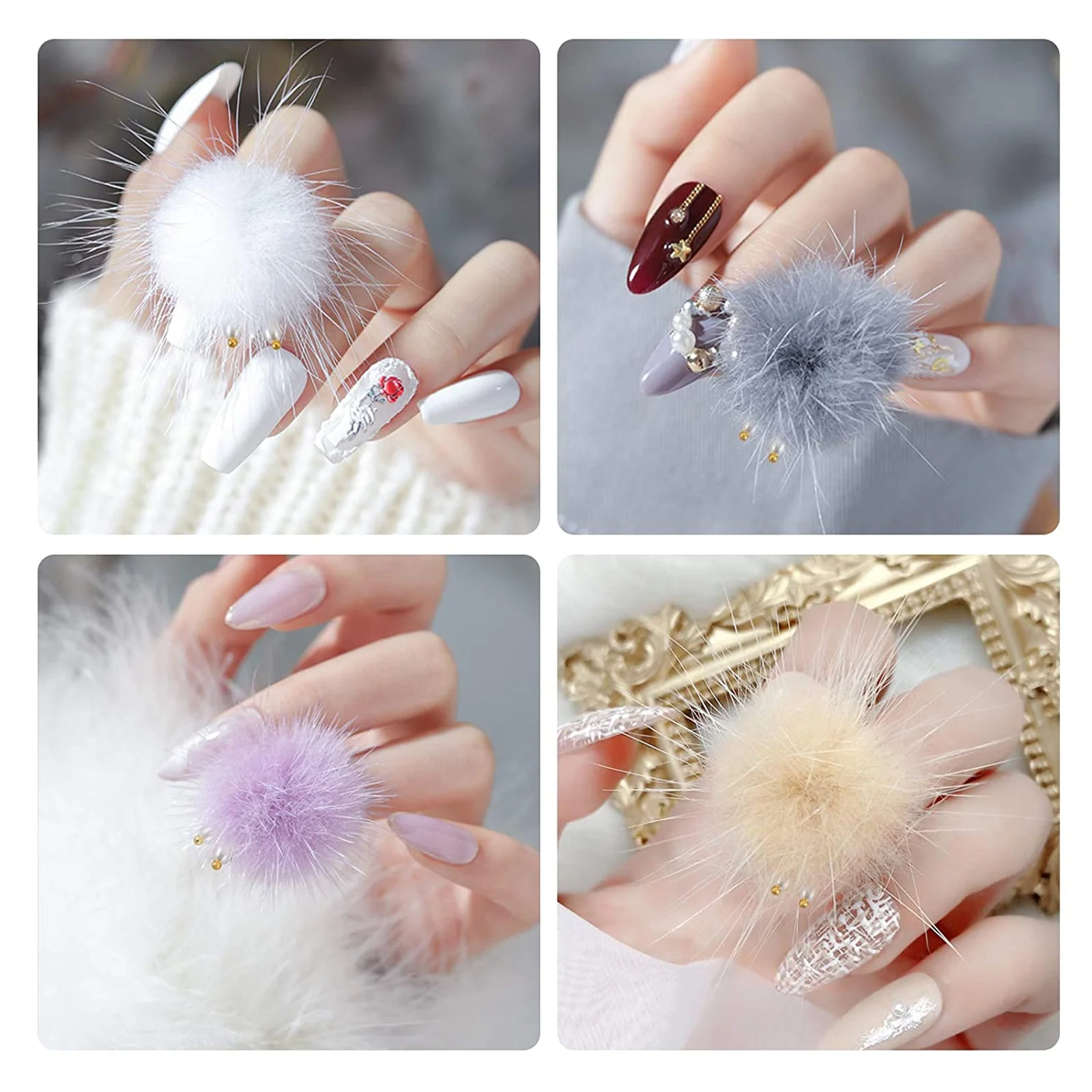 Nail Beauty Decoration Fluffy Ball DIY Key Fob Manicure Set Detachable Accessory Fleece Ornament Accessories