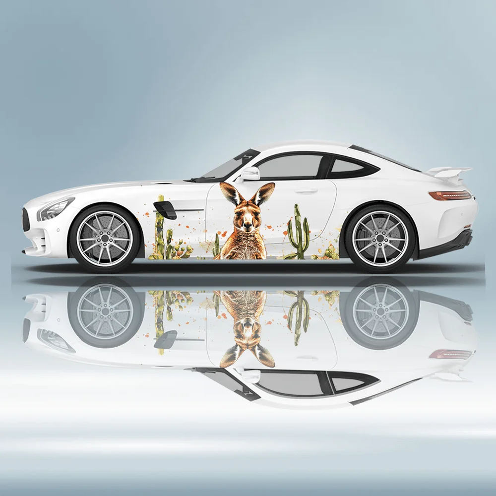 

Cactus with Boxing Gloves Kangaroo Car Vinyl Wrap Decal Self-adhesive PVC Sticker Suitable for Trucks SUV Decor Auto Accessories