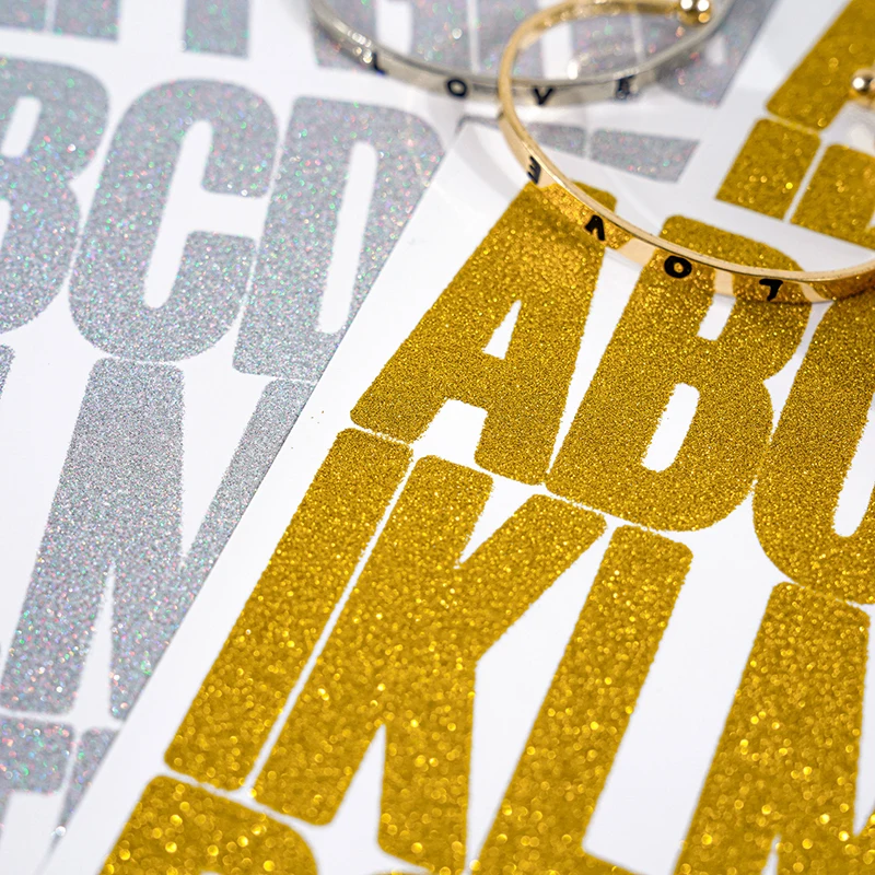 6/12pcs Mixed Shiny Golden Powder Letter Number Sticker Gold Sparkling Alphabet for DIY Crafts Scrapbook Stationery Gift Decor﻿
