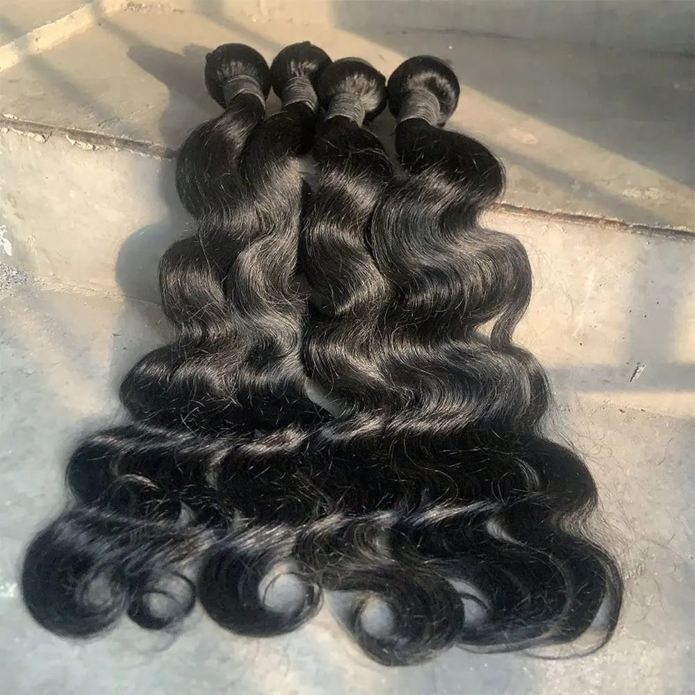 Body Wave Haarbündel Echthaar Natur Schwarz Brasilianisches Haar Echthaarverlängerungen für Frauen 28 30 40 Zoll