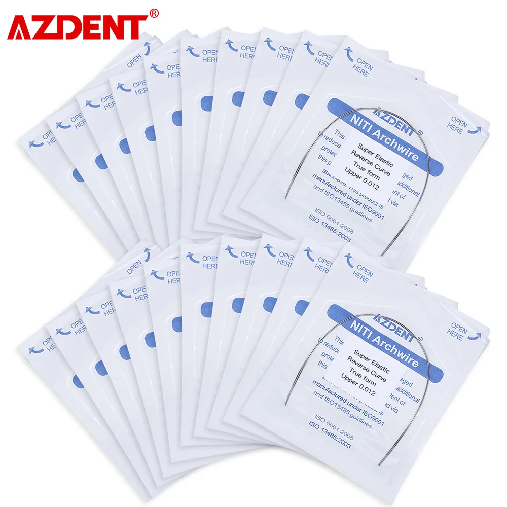 

20 Packs AZDENT Dental Orthodontic Arch Wires Reverse Curve Super Elastic NITI Alloy Round Shape True Form