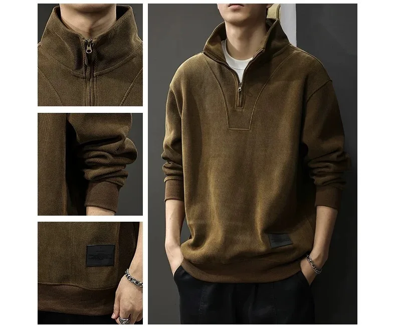 New Half-zipper Stand-up Collar Men's Sweater