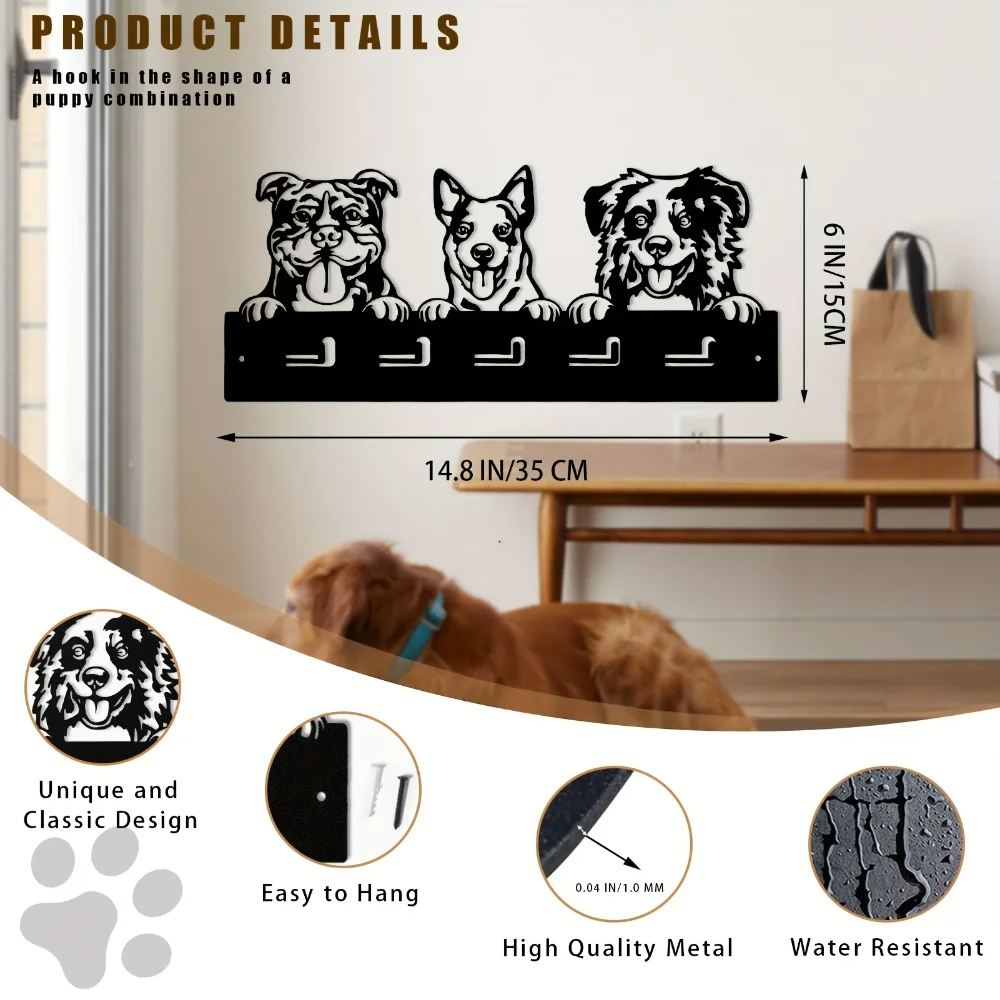 Cute Dog Wall Mounted Key Hook, Wall Mounted Key Holder, Metal Wall Hanging Wall Hook, Aesthetic Room Decor Towel Rack