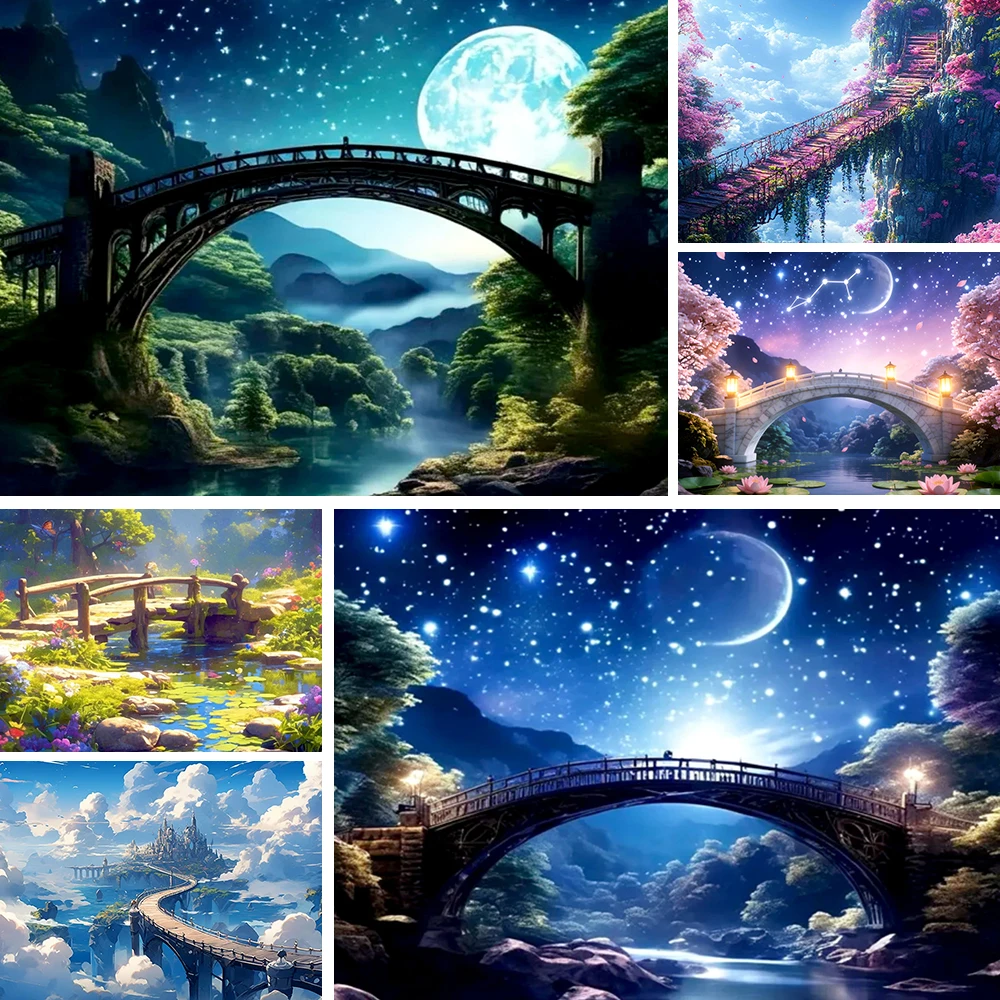 

Wonderland Bridge Theme Party Background Green Forest Tree Nature Landscape Photography Backdrop Photo Shoots Supplies Banner