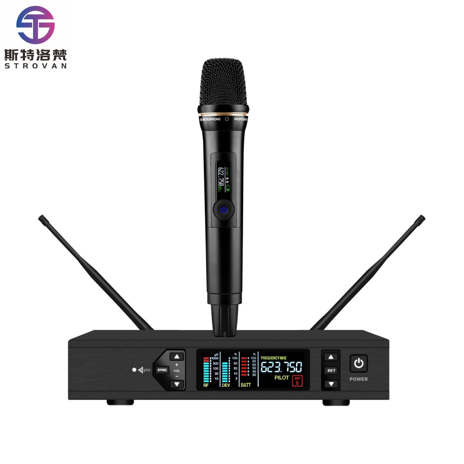 

Professional Lavalie Handheld Microphone with XLR Connector UHF Wireless True Diversity for Stage Performance Conference Use