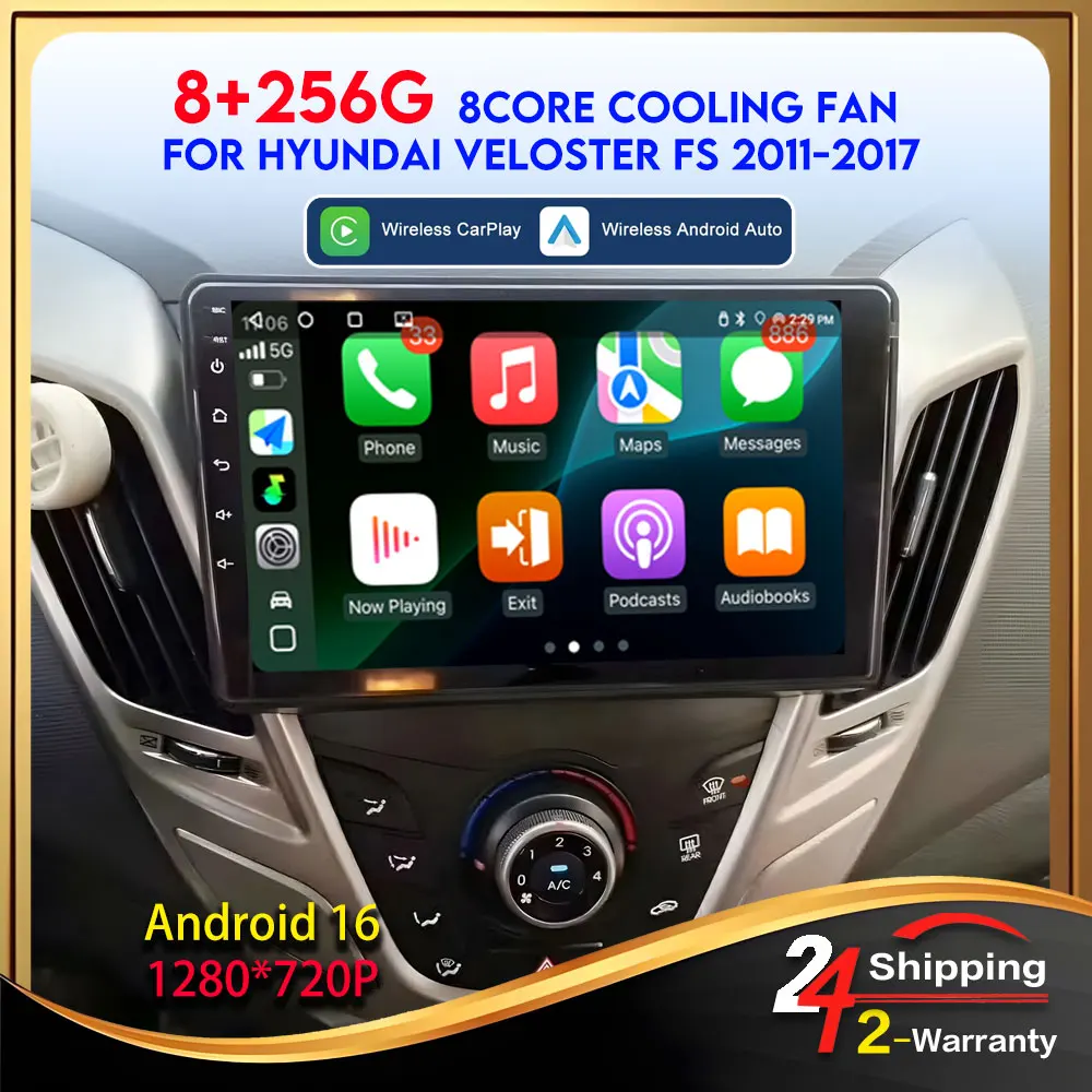 For Hyundai Veloster FS 2011-2017 Multimedia Automotive Car Radio 8Core Wifi Gps Bluetooth Autoradio Stereo Autoradio Car Play