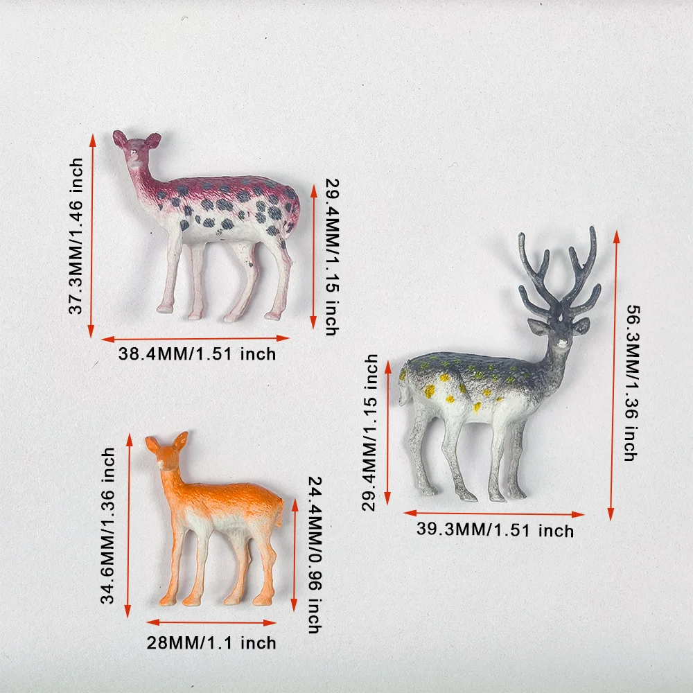 3pcs/set Miniature Deer Simulation Animals Toys for Diy Model Making/Table Ornaments/Micro Landscape/Sandtable Building Layout