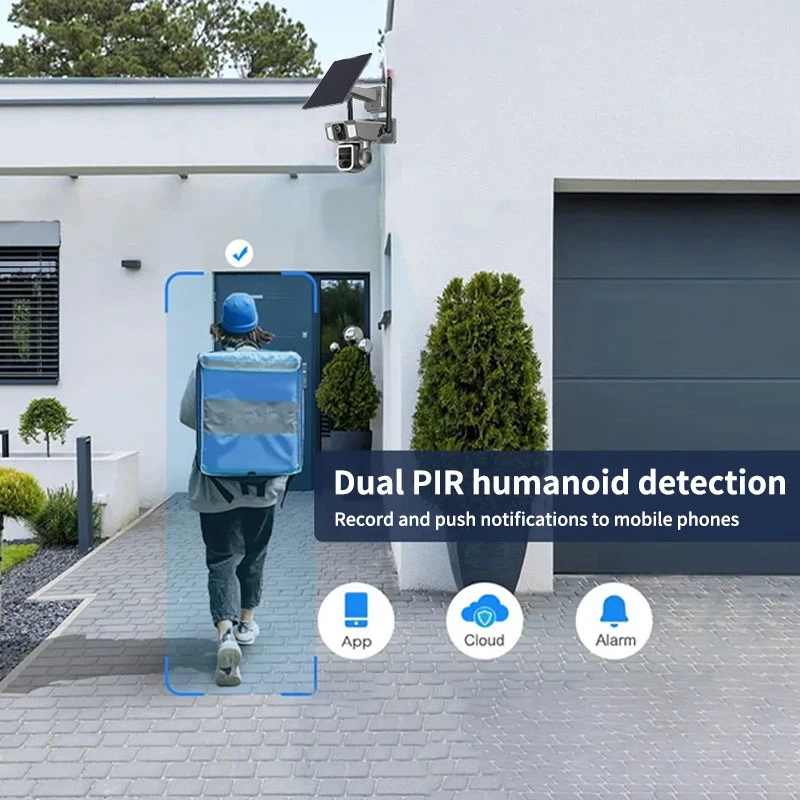 Solar Three Lens Linkage Camera WIFI/4G Dual-compatible Powered Outdoor Solar Camera Y7A Sim Card Solar Camera