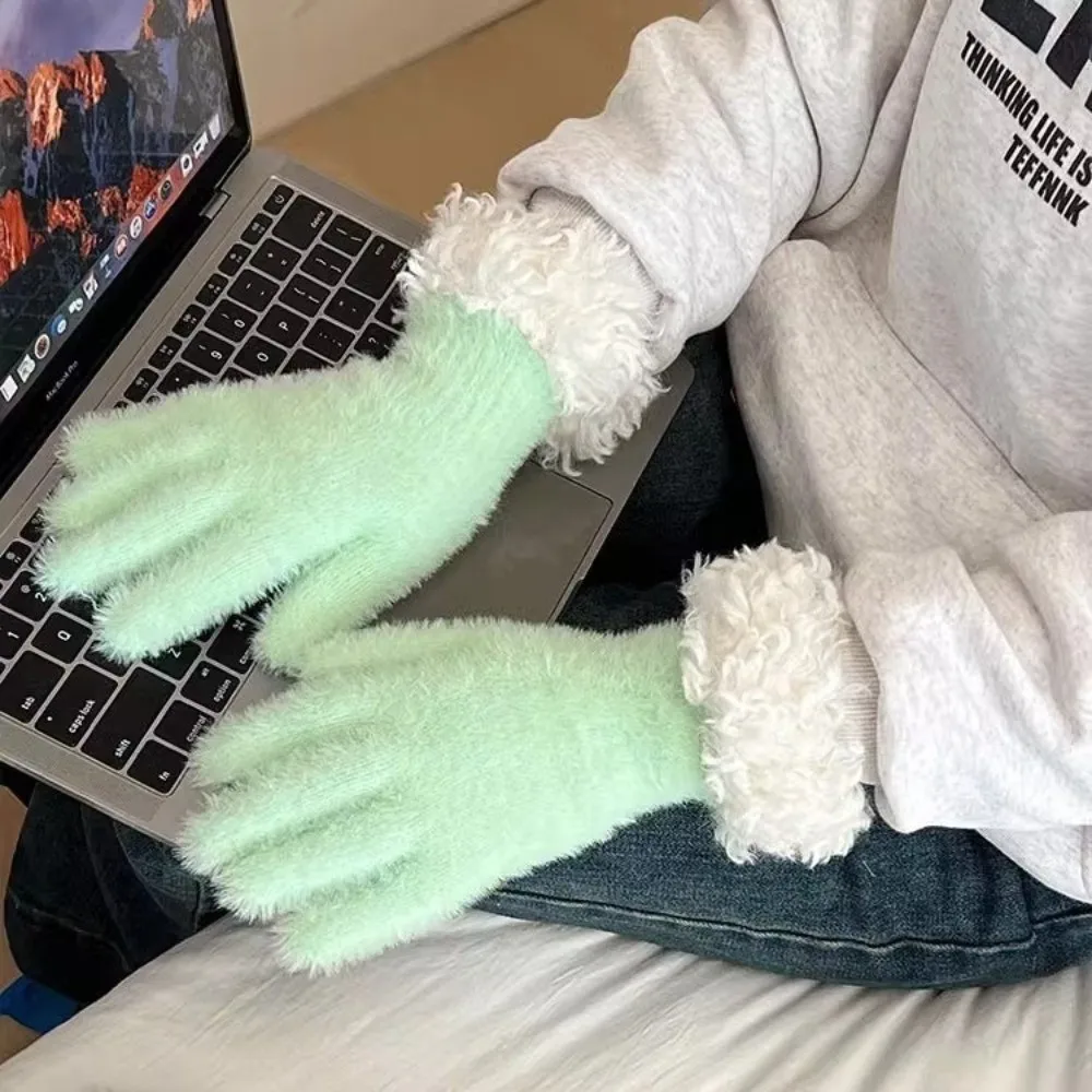 جديد سميكة قفازات محبوكة شاشة تعمل باللمس الدفء قفازات مقاومة للبرودة بلون يندبروف الشتاء القفازات النساء