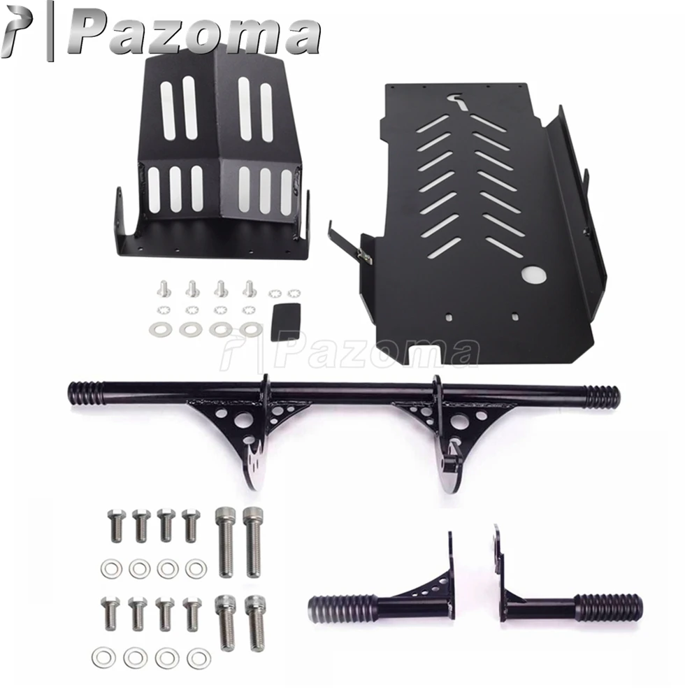 Motorcycle Engine Frame Skid Plate Guard W/ Front Rear Crash Bars For Harley Softail Street Bob Low Rider Standard FXST 2018-23