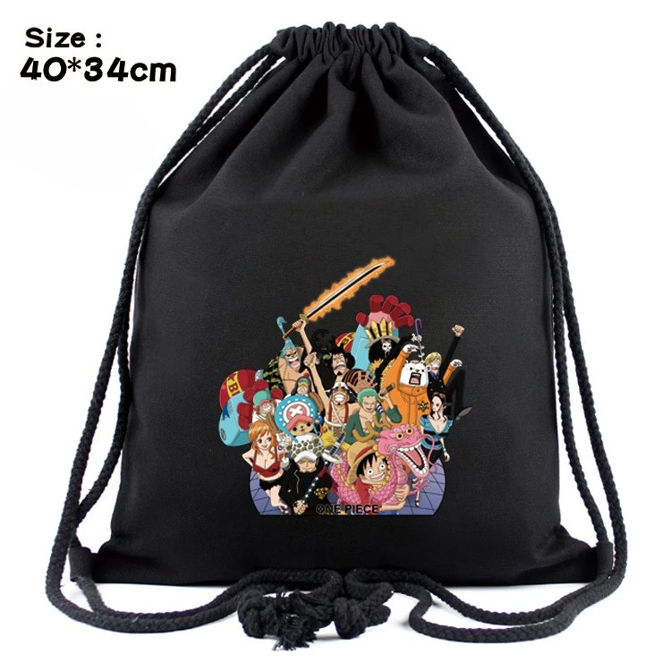 Zaino con cinturino Anime One Piece Anime periferico Rufy Zorong tasca con tracolla con coulisse regalo di festa portatile