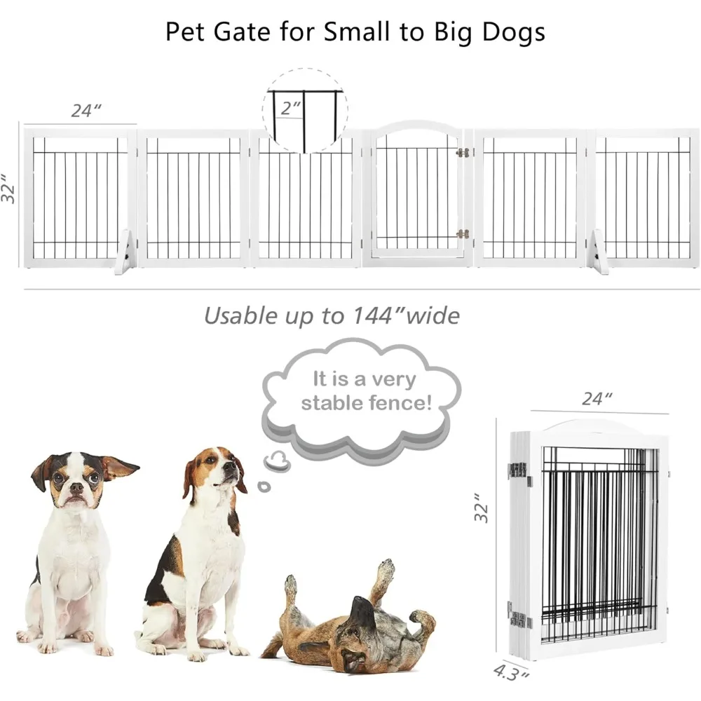 Imagem -06 - Pet Standing Wire Gate Puppy Cerca de Segurança Pés de Apoio Incluídos Cão Alto Extra Largo Painéis 144 30