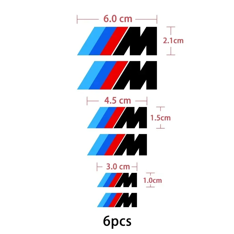 ブレーキキャリパーステッカー,bmw m,e90,e92,e93,f20,f21,f30,f31,f32,f33,f34,f15,f10,f01,x5,e36、e46、x3、6個