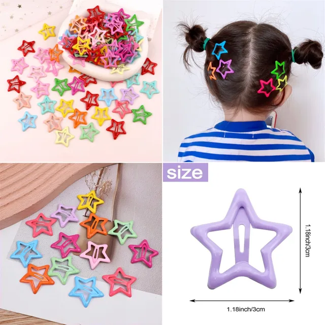 30 sztuk losowe kolorowe gwiazdki BB spinki do włosów dziewczyny śliczne gwiazdki Barrettes kobiety prosty metalowy zatrzask nakrycie głowy biżuteria do włosów Accessori