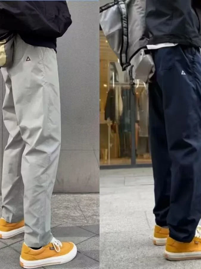 

High-End Casual Loose Fit American Workwear Pants in Light ey with Triangular Labels Wear-Resistant Straight Leg Trousers