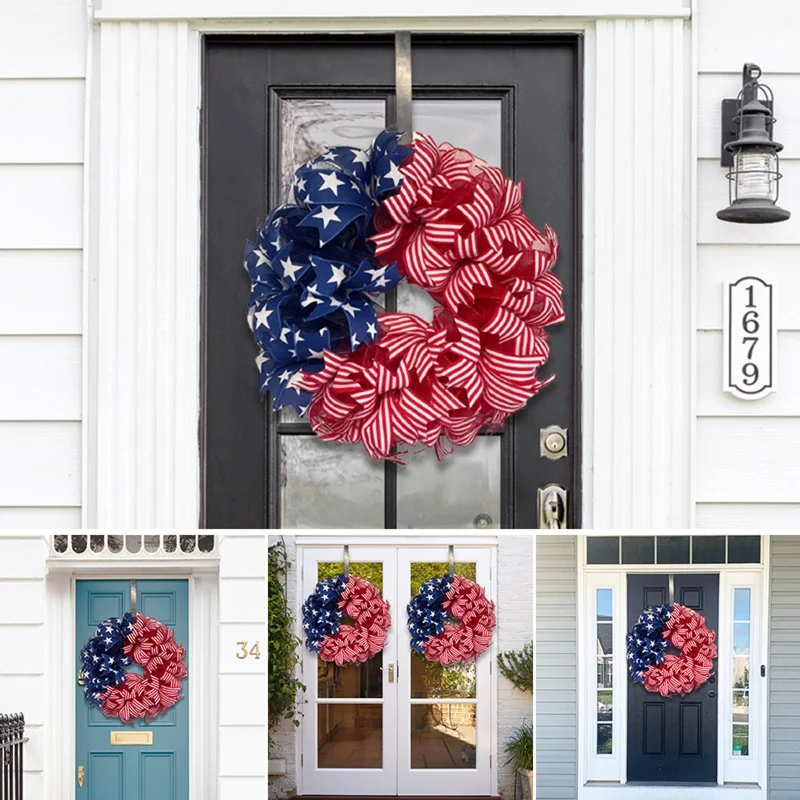 30cm American Independence Day Wreath Door Hanging Home Fabric Decoration