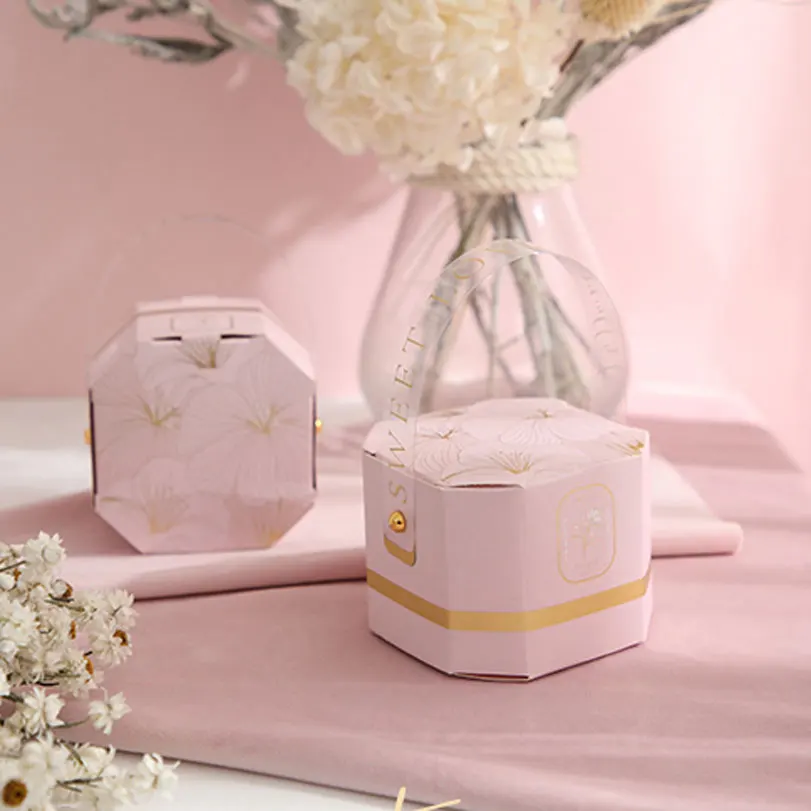 20/50pcs Hexagon Shape Paper Candy Boxes Wedding Favors Paper Party Chocolate Gift Box Decorations Supplies