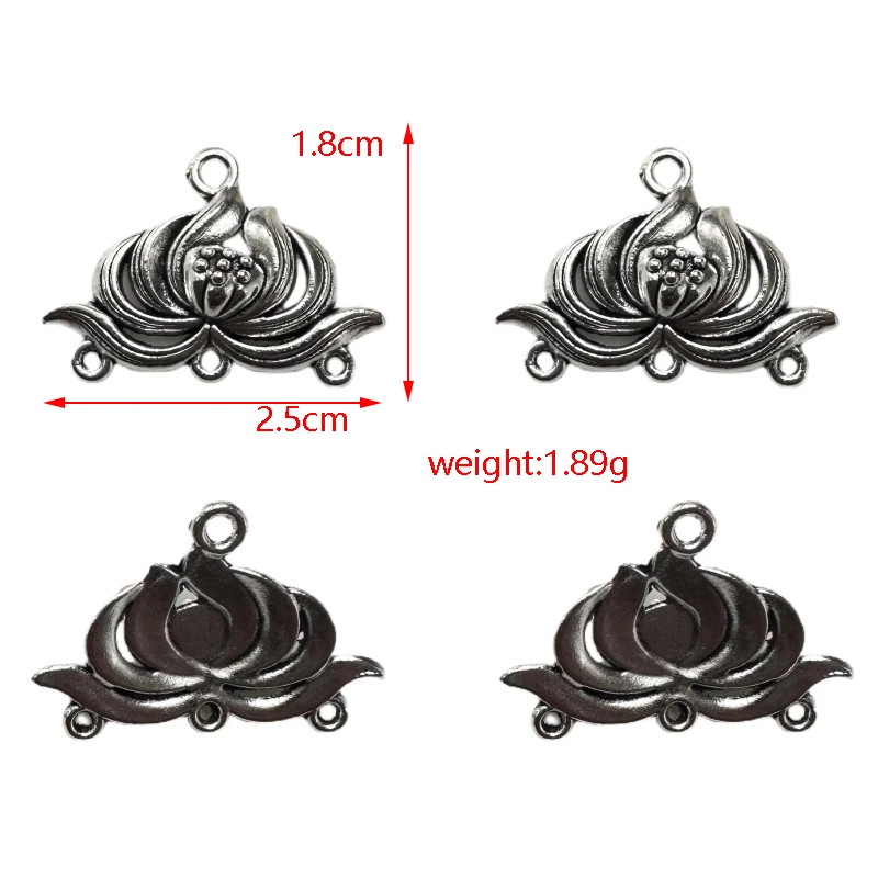 10pcs 3-Hole Style Series Earring Pendant DIY Charming Handmade Butterfly Lotus Tibetan Silver Women's Connector Accessories