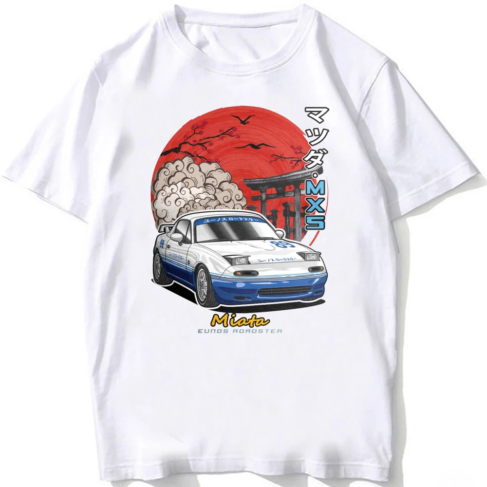 JDM MX-5 MIATA Eunos Roadster 1990 Retro T-Shirt Unisex Men Short Sleeve Hip Hop Boy Sport Casual White Tops Japan Car Fan Tees