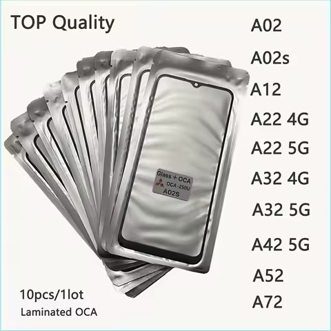 A+ 10pcs LCD Touch Screen Front Glass OCA Replacement For Samsung Galaxy A12 A02 A02s A22 A32 4G A42 A52 5G A72 Outer Lens panel