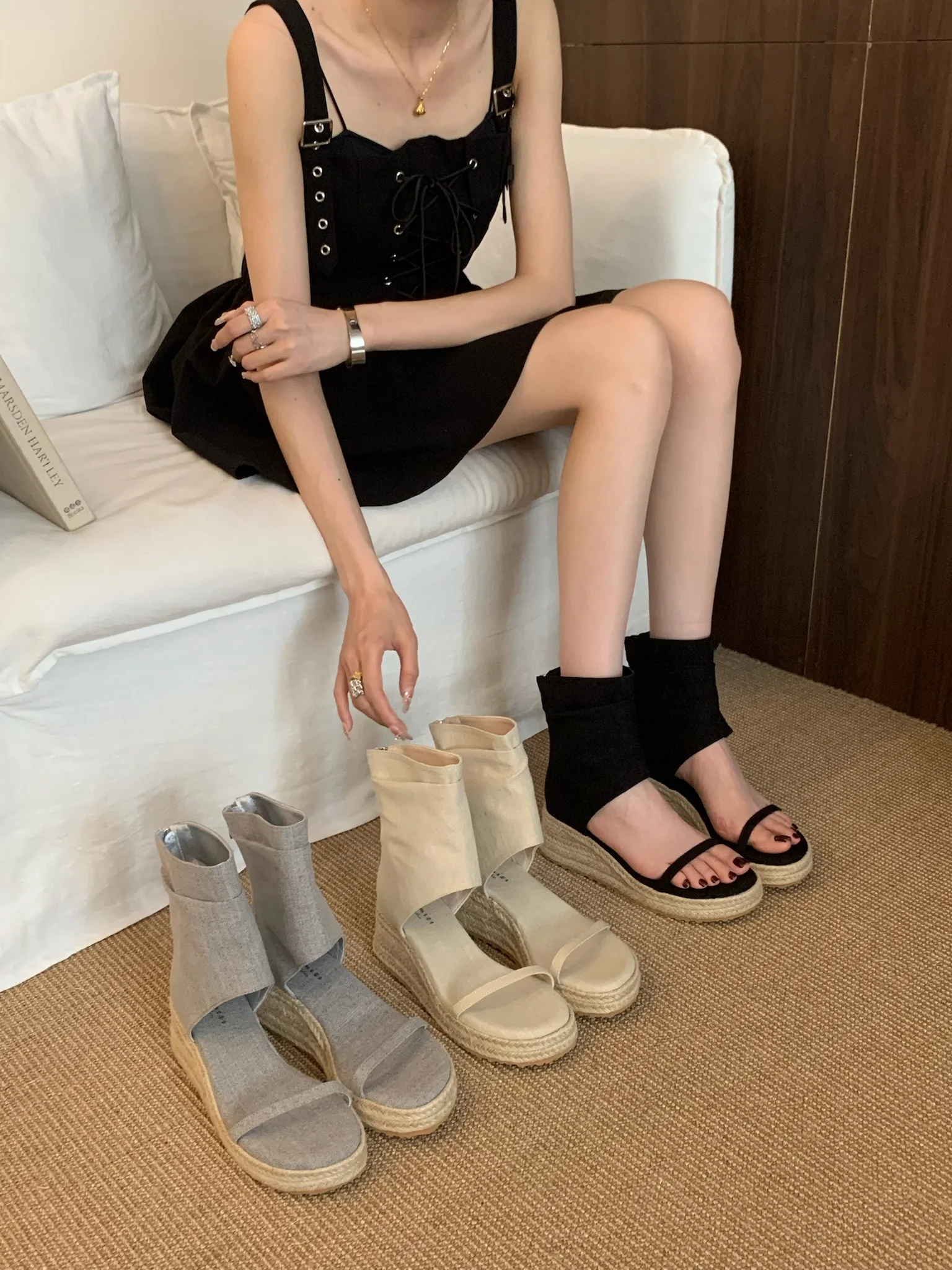 

Туфли на высоком каблуке с ремешком на щиколотке, женские туфли-лодочки, пляжные свадебные женские сандалии, богемные женские повседневные удобные эспадрильи ручной работы