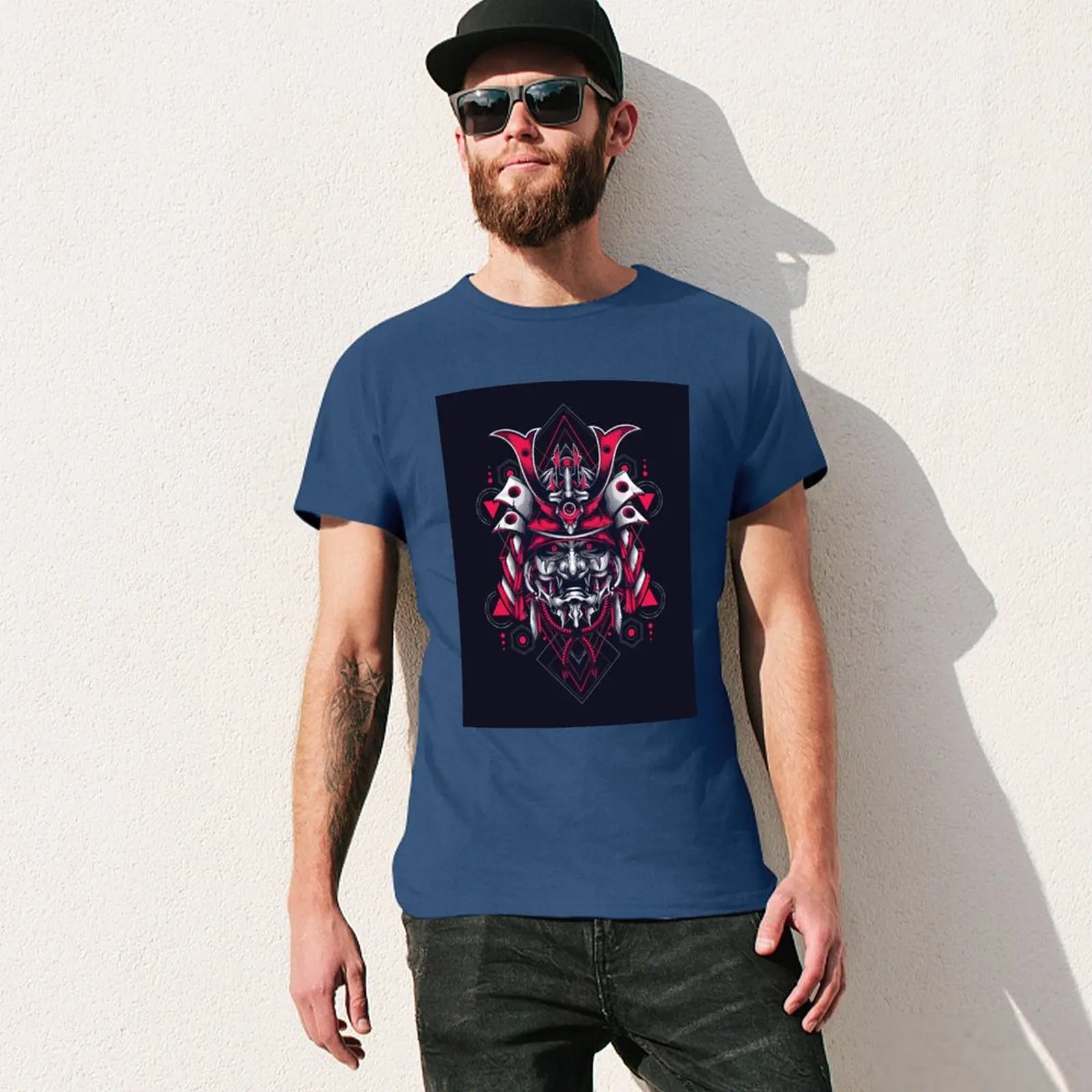 Samurai mask helmet sacred geometry T-Shirt vintage cute clothes customizeds mens graphic t-shirts big and tall
