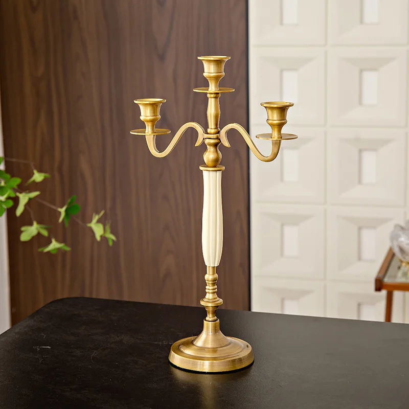

European high-grade copper candle holder ornament retro home light luxury aromatherapy candle holder candlelight dinner ornament