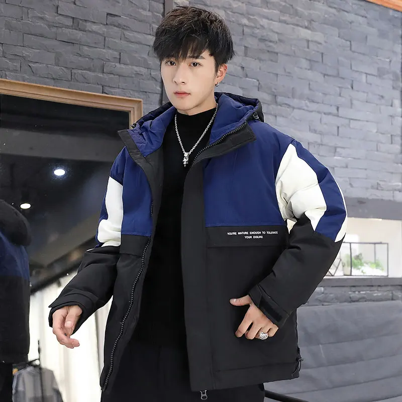 

New Arrival Men's Quilted Jaet Du down Padded Coat Thi Warm ort Sle Outdoor Wear Polyester Fiber Hooded Zipper Closure