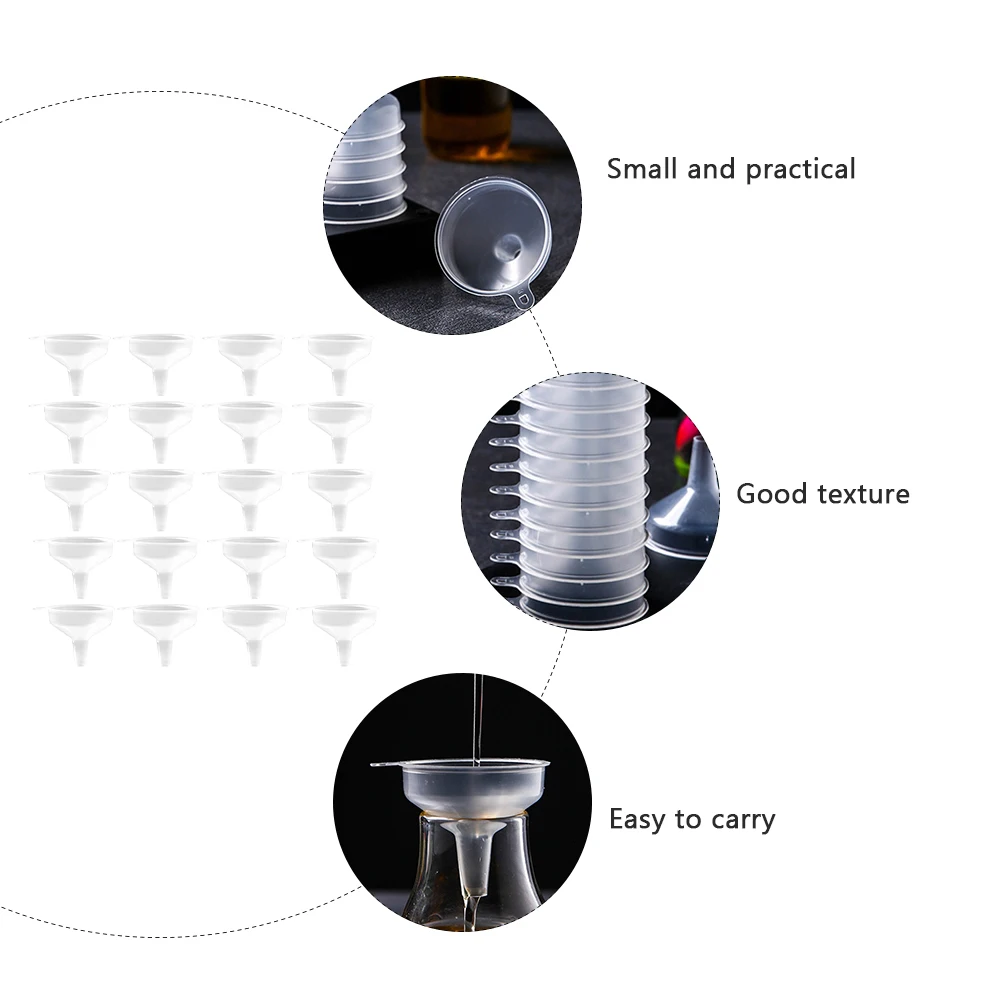 

30pcs Clear Funnels Mini Transferring Bottles PP Plastic Food Grade Safe for Perfume Hair Care Products