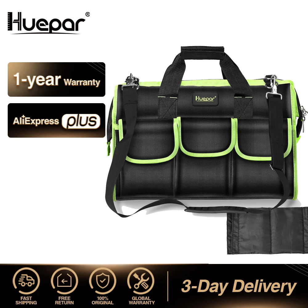 Huepar Multifunction Tool Bag Electrician Large Capacity 1680D Oxford Cloth Waterproof Screw Laser Drill repair tools Organizer