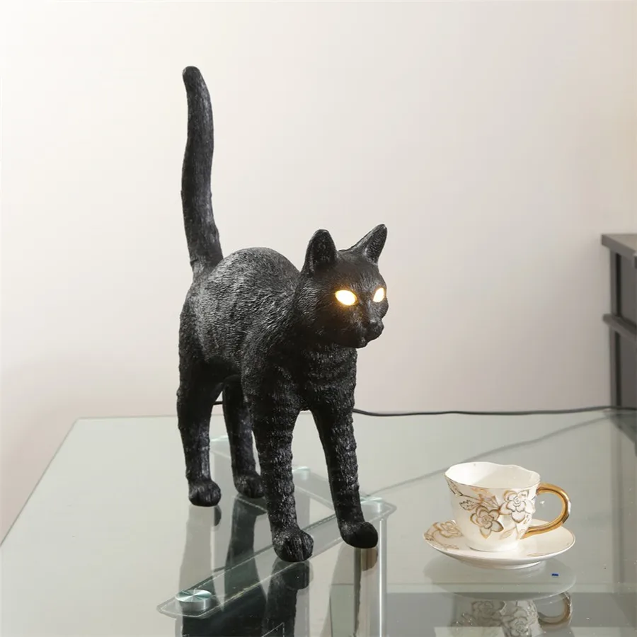 nordic cat resina animal table lamp lampada de cabeceira do quarto lampada de mesa para escritorio luminarias led art room decor luz estetica 01