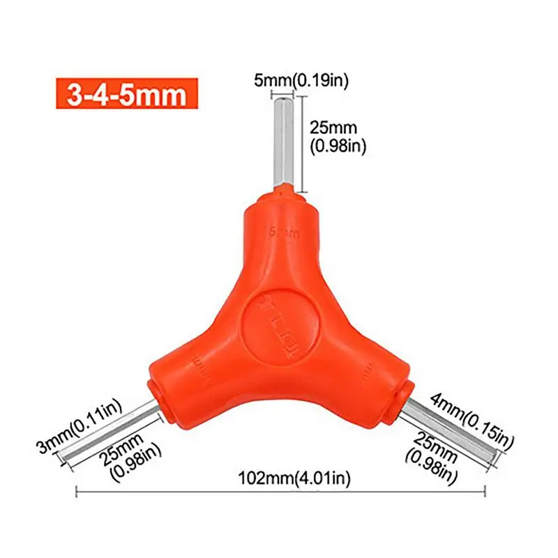 Y Shape Bike Hex Wrench Multi-Functional Three Way Triangle Wrench Outer Spanner 3mm 4mm 5mm Steel Allen Hex Key Combination