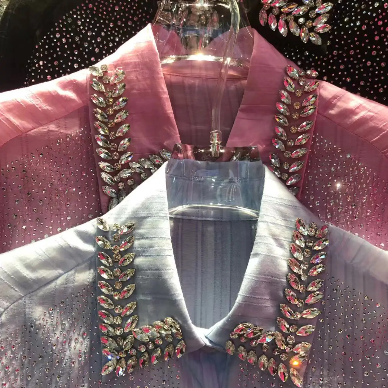 

Luxury Exquisite Stitch Diamond Hot Drilling Oversized Shirts and Blouses For Women 2025 Spring Summer Long Sleeve Tops Blusas
