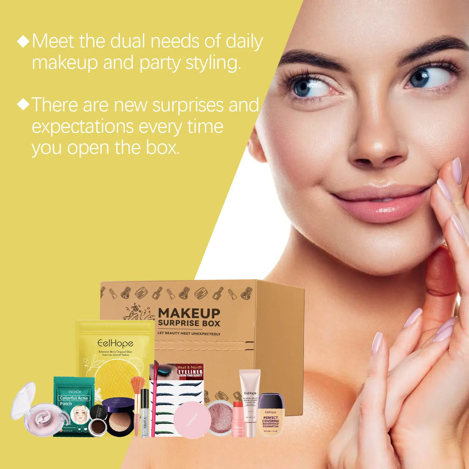 กล่องของขวัญเครื่องสำอางอเนกประสงค์ พกพาสะดวกสำหรับการเดินทาง กันน้ำ แต่งหน้าเร็ว ของขวัญสำหรับสาวๆ ช่วยให้ผิวกระจ่างใส กล่องของขวัญเครื่องสำอางเพื่อความงาม