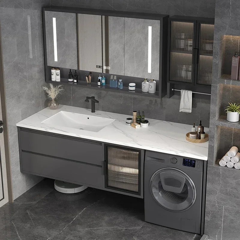 Luxury Simple Slate Integrated Ceramic Basin Bathroom Vanity Cabinet With Sink Combination Balcony Modern Hand Wash Smart Toilet