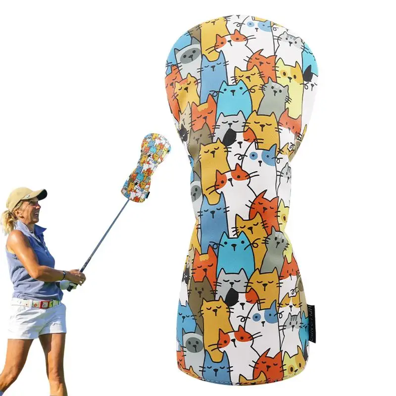 

Funny Golf Head Covers Funny Cartoon Cat PU Fabric Headcover Waterproof & Functional Golf Club Covers Golf Accessories For Men