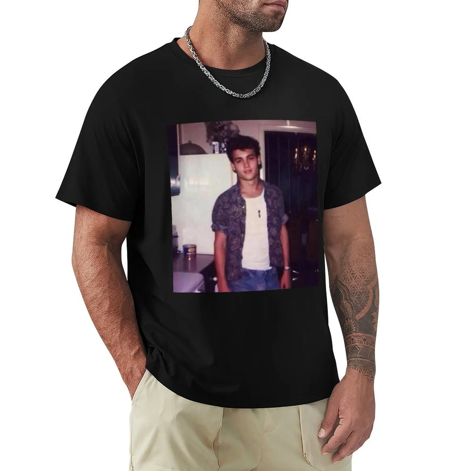 Young Johnny Depp T-Shirt Christmas Casual Short Sleeve Top