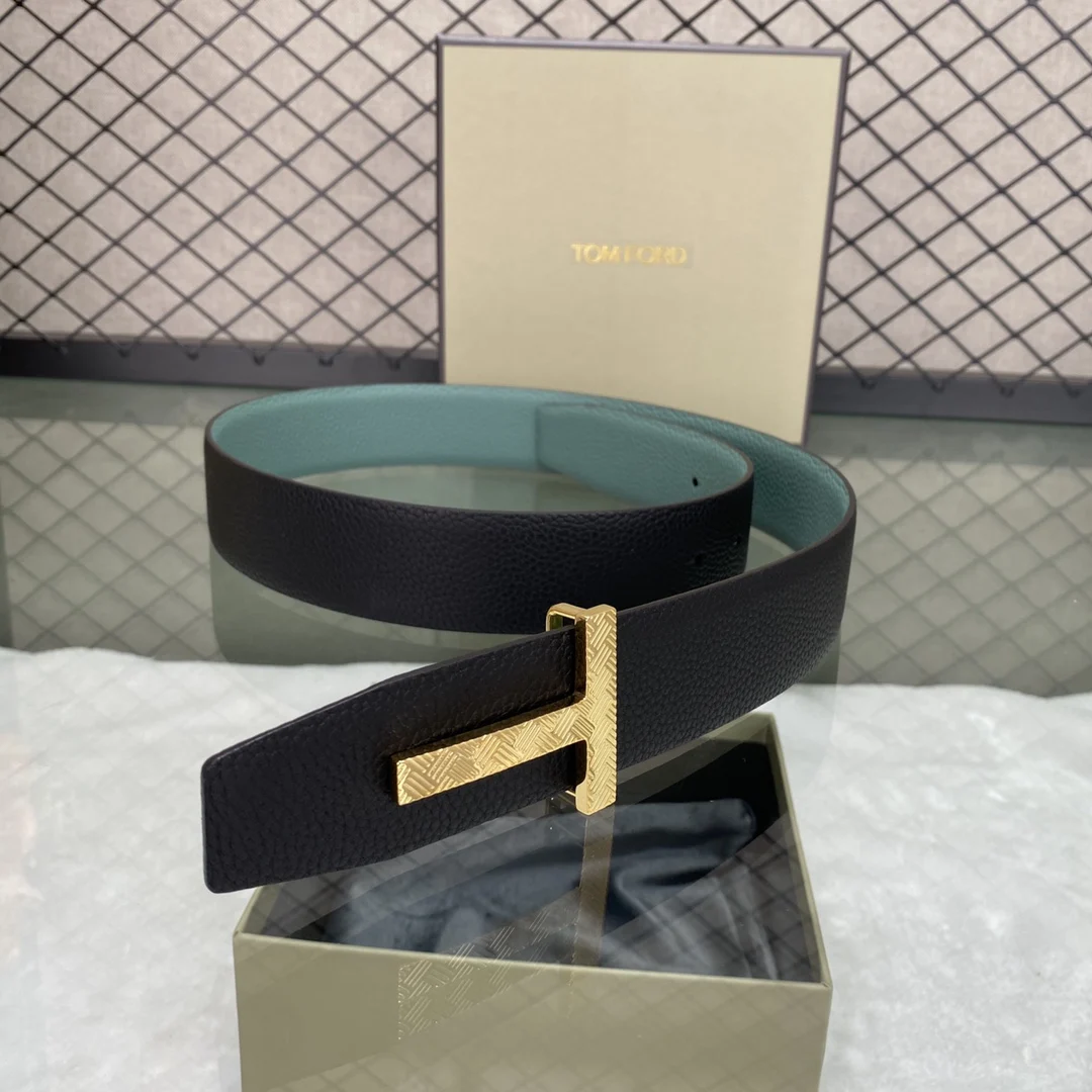 High Quality Luxury Goods Designer Men's Leather T-shaped Buckle Belt With Double-sided Use 38MM T Hardware Buckle Gift Box