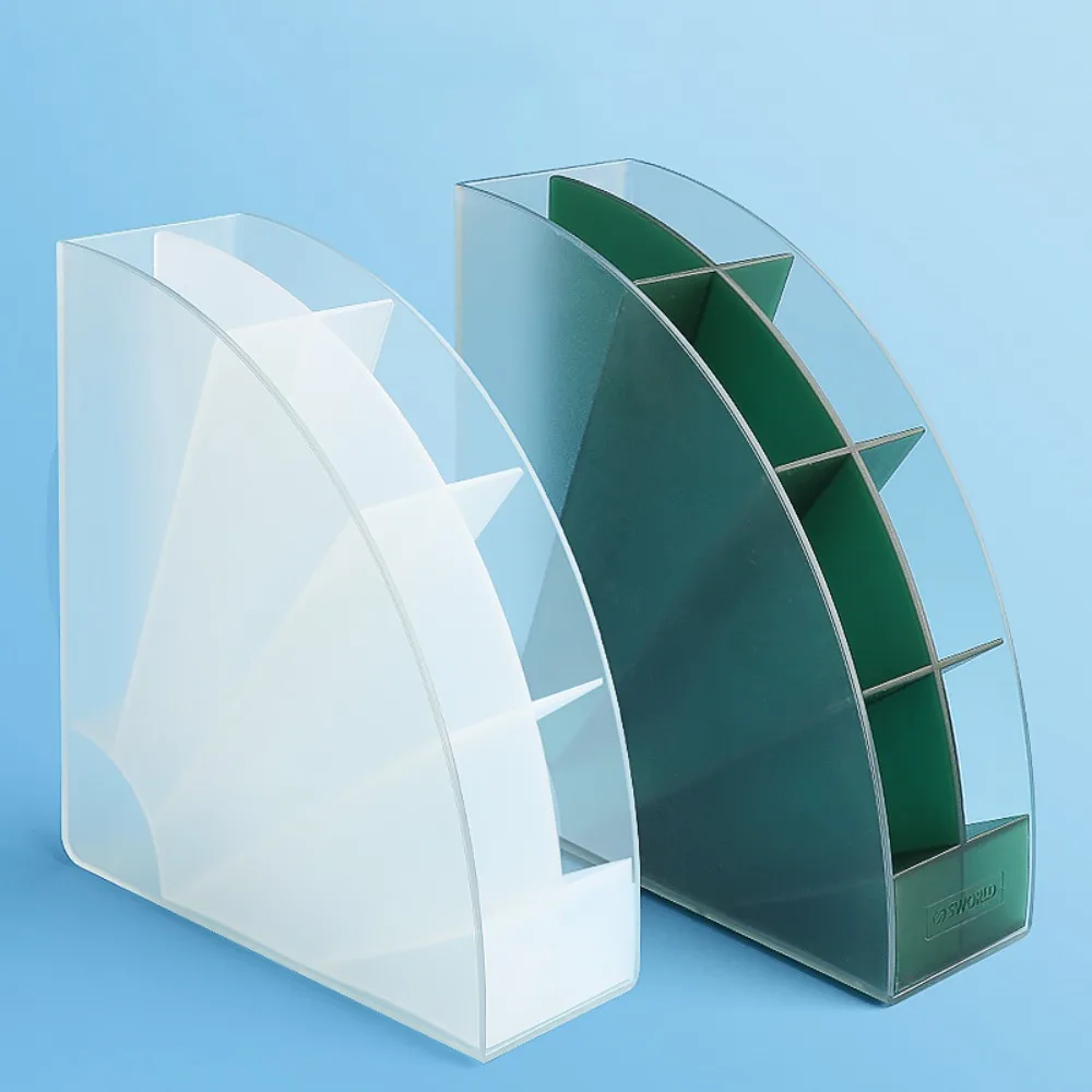 Slant Insertion 8 Grid Pen Storage Box Sector Large Capacity 8 Grid Pen Holder Space Saving Storage Stationery Organizer