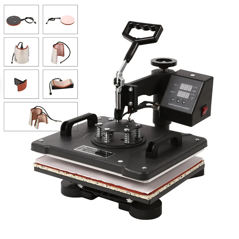 

Combo Heat Press Machine 8 in 1 38*38CM Muntifunctional Sublimation Printer Transfer for Mug Hat Plate T-Shirt