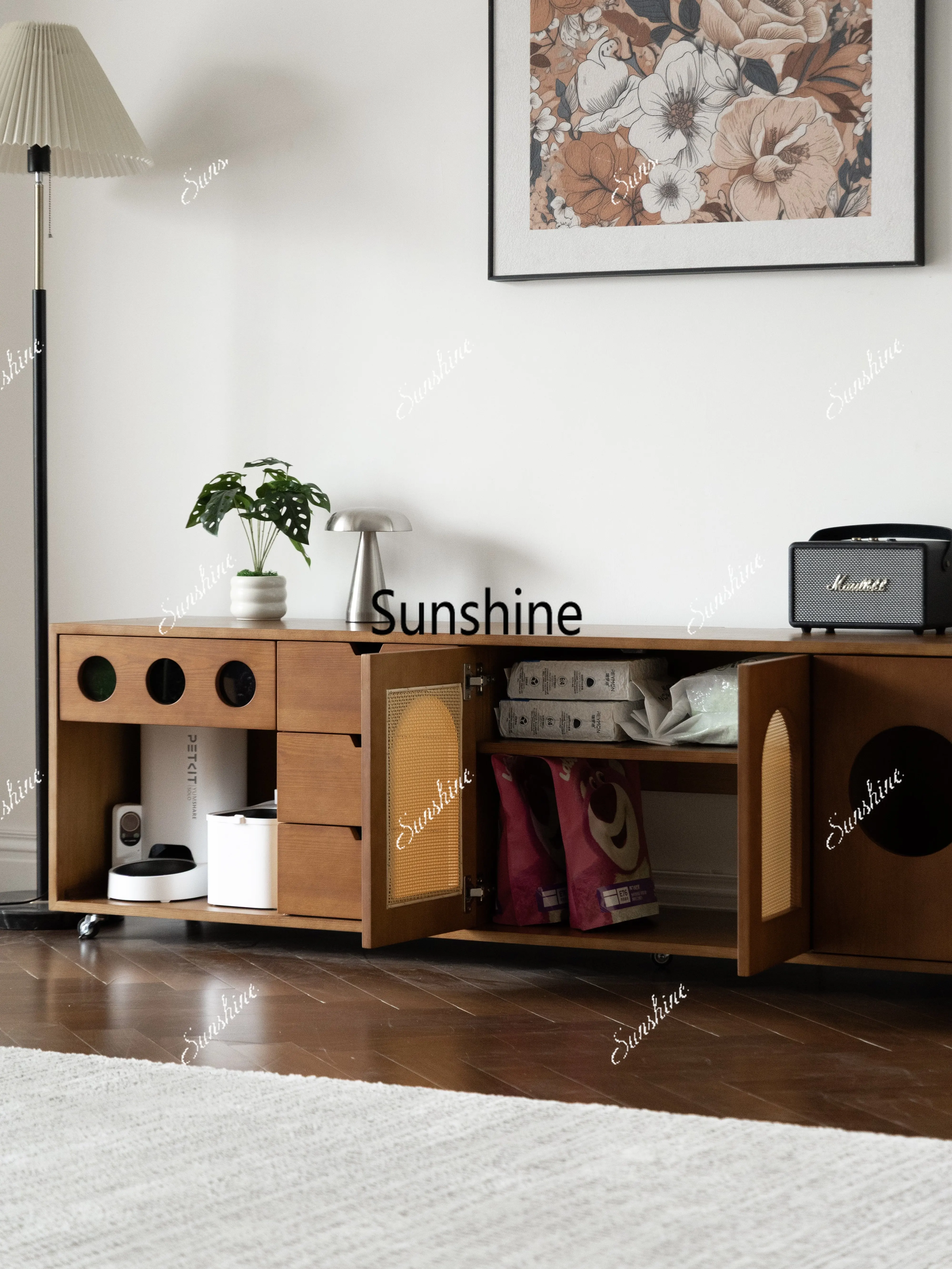 Medieval TV cabinet, retro cat cabinet mobile landing, design pet furniture