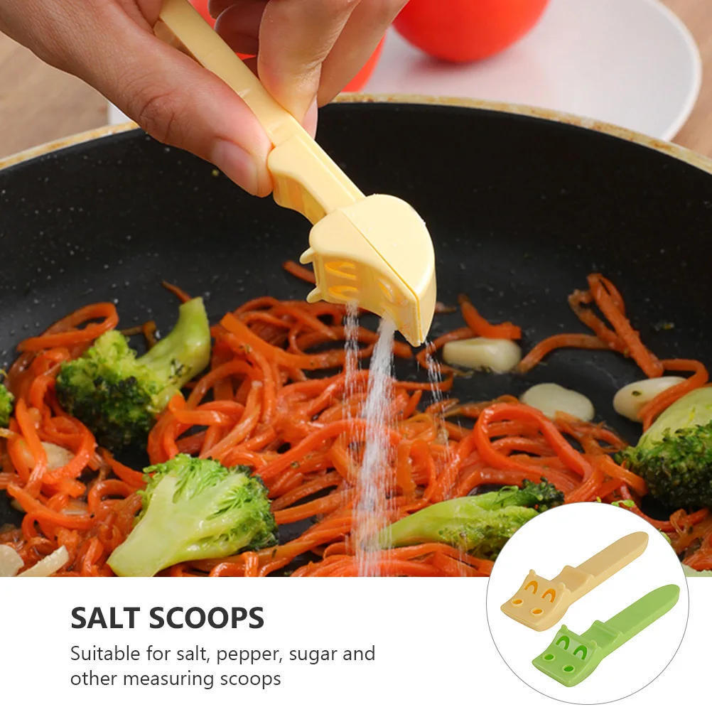 

2pcs Salt Scoops Plastic Ergonomic Kitchen Gadgets Measuring Spoons For Salt Sugar Pepper Control Spoons Easy Clean