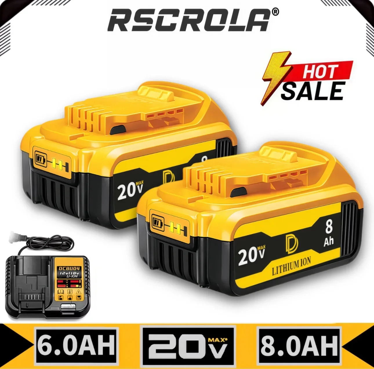 

New Original 6/8/12Ah for DeWalt 20V Max Tool Battery Compatible with DCB184 DCB181 DCB182 DCB200 DCB206 Replacement Battery