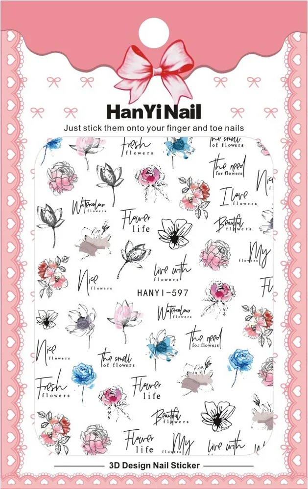 Pegatinas 3D para decoración de uñas, calcomanías deslizantes con diseño de mariposa y flores de hoja de arce coloridas, puntas de decoración para manicura DIY