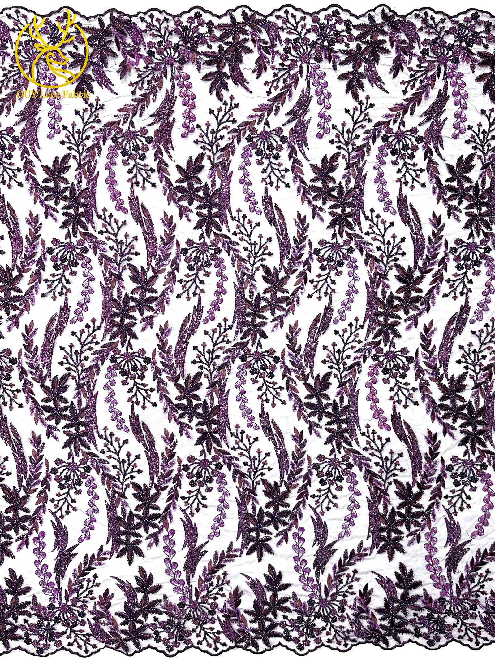 2026 Eleganter Afrikanischer Pailletten-Stickerei-Spitzenstoff 5 Yards Hochwertige Französische Perlen-Spitze Nigerianisches Party-Abendkleid Nähzubehör – Detail 6