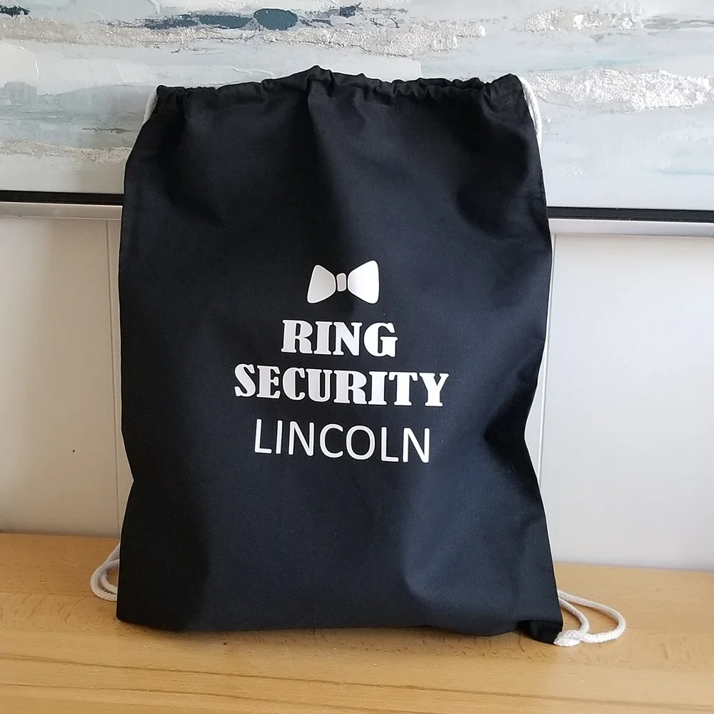 Personalized Ring Security Backpack Drawstring Gift Bag Wedding Ring Bearer Gift Ring Securrity Proposal Bachelorette Hen Party view 5